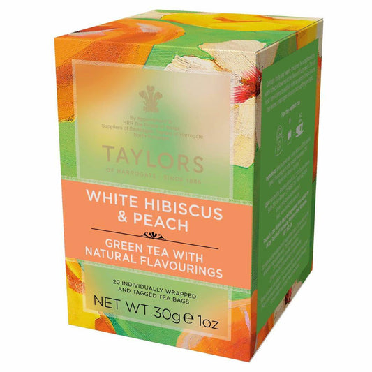 BestBy05/26 Taylors of Harrogate White Hibiscus & Peach Green Tea 20 Teabags