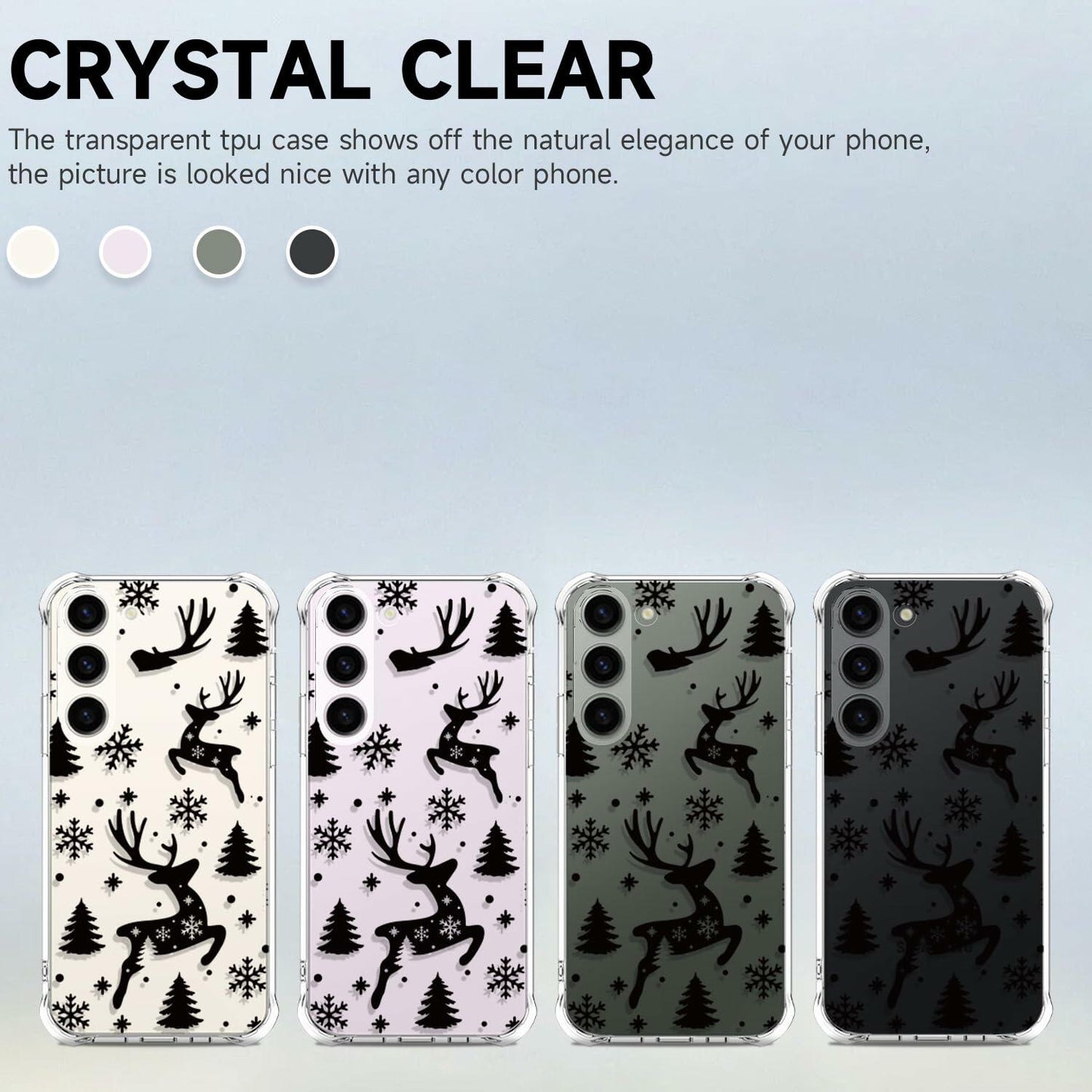 BEIMEITU Samsung Galaxy S23 Clear Case Xmas Tree Deer Soft Flexible Cover