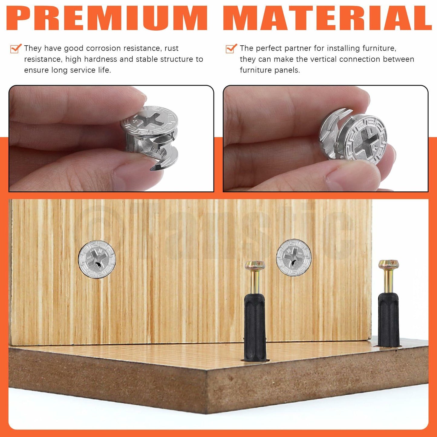 Tanstic 270Pcs 3-in-1 Furniture Connectors Kit Cam Lock Fasteners