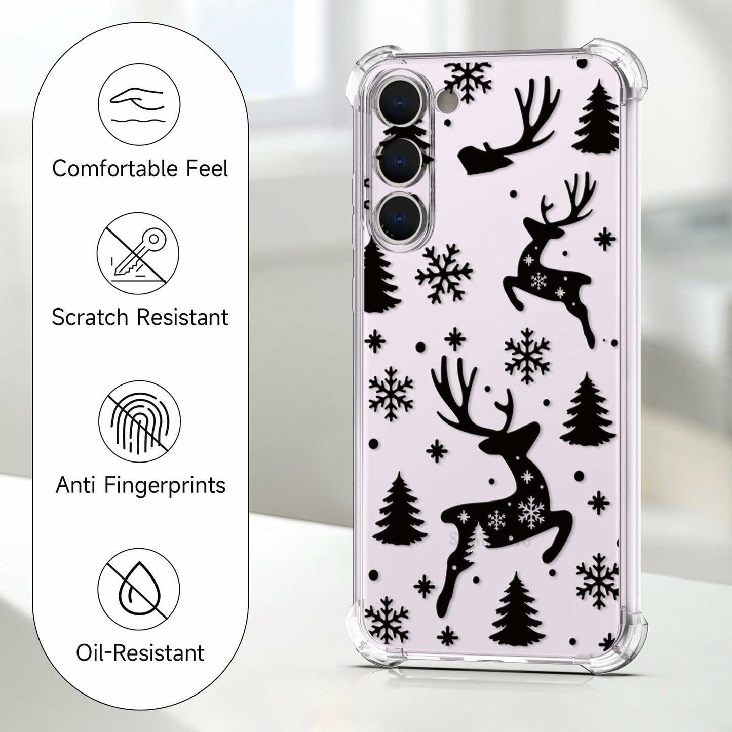 BEIMEITU Samsung Galaxy S23 Clear Case Xmas Tree Deer Soft Flexible Cover