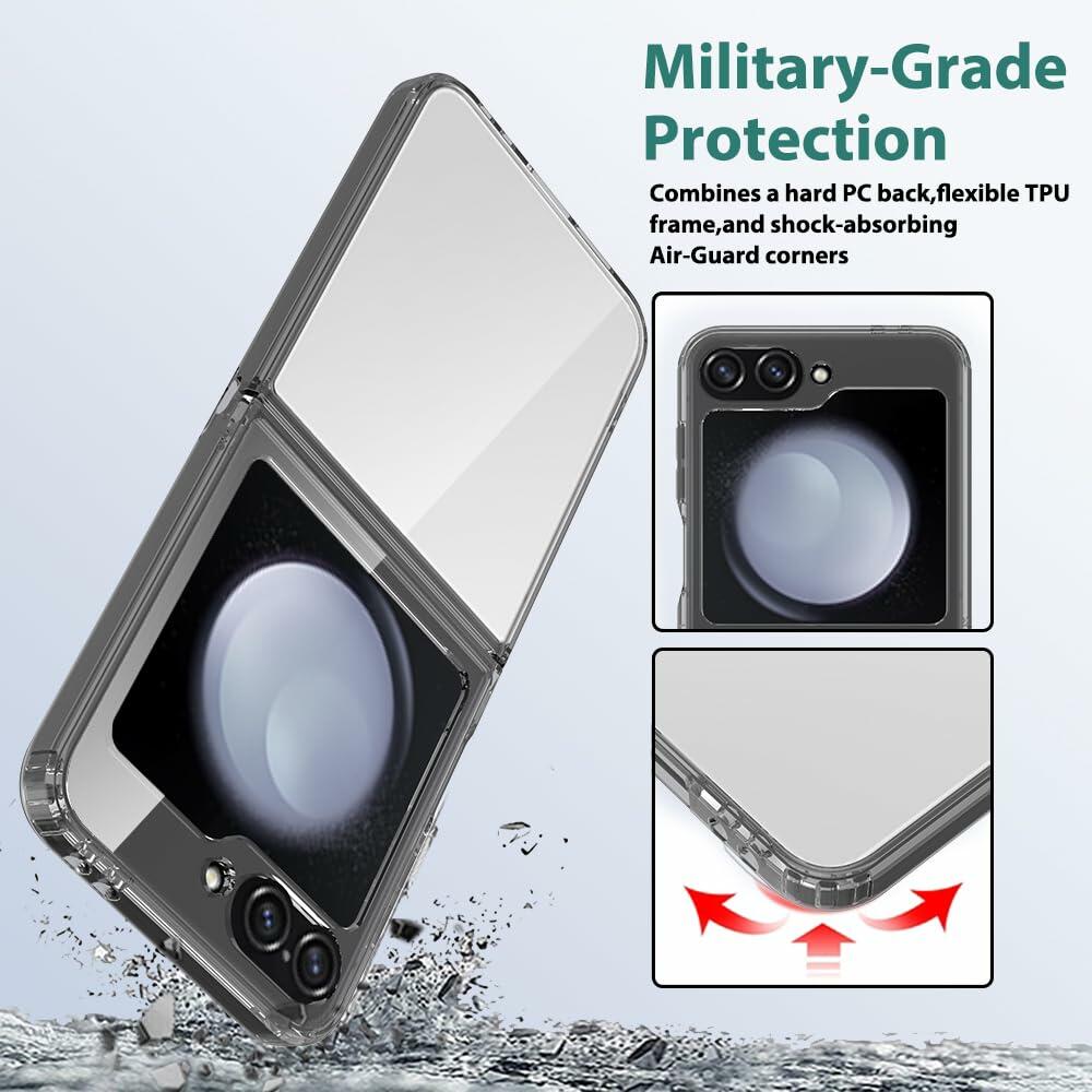Sucnakp Samsung Galaxy Z Flip 6 Case Clear Back TPU Bumper Cover YKL Gray