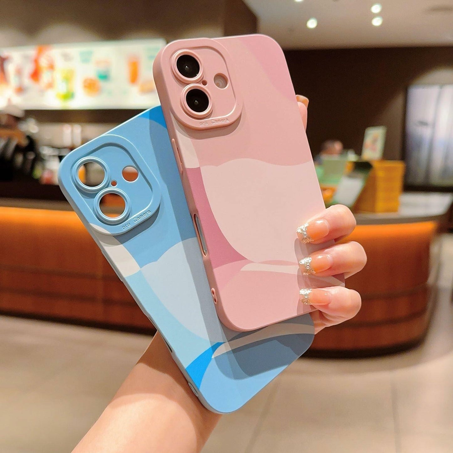 YKCZL iPhone 16 Case Blue Slim Soft Shockproof Full Camera Protection