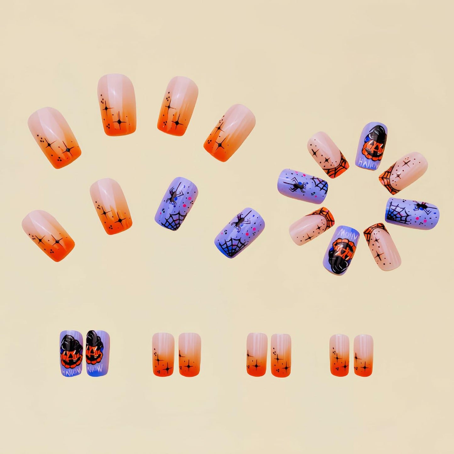 RIICFDD 24 Pcs Medium Square French Tip Press On Nails Acrylic Glossy Set