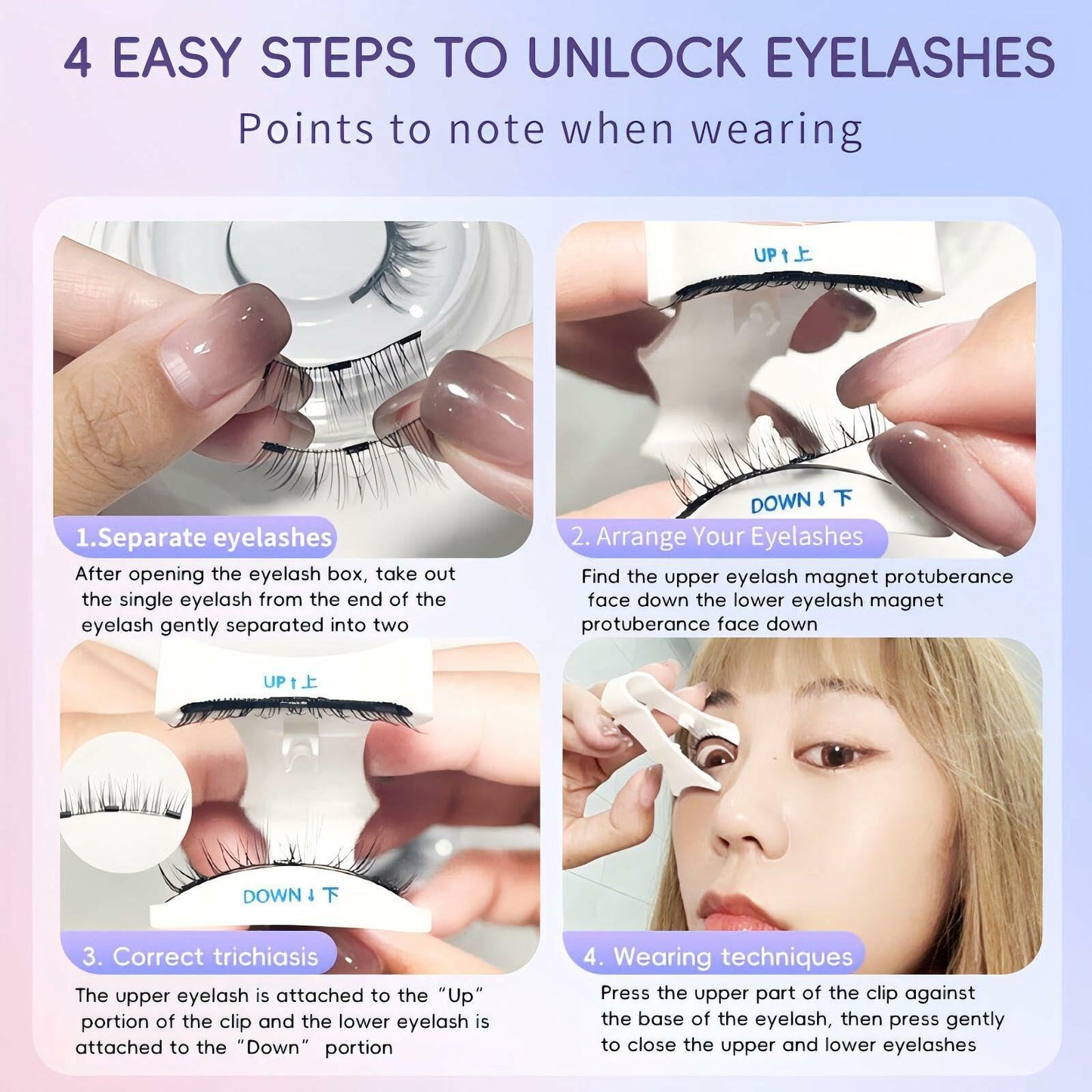 Reusable Magnetic False Eyelashes Kit Dual 3D Natural G15+G22 No Glue