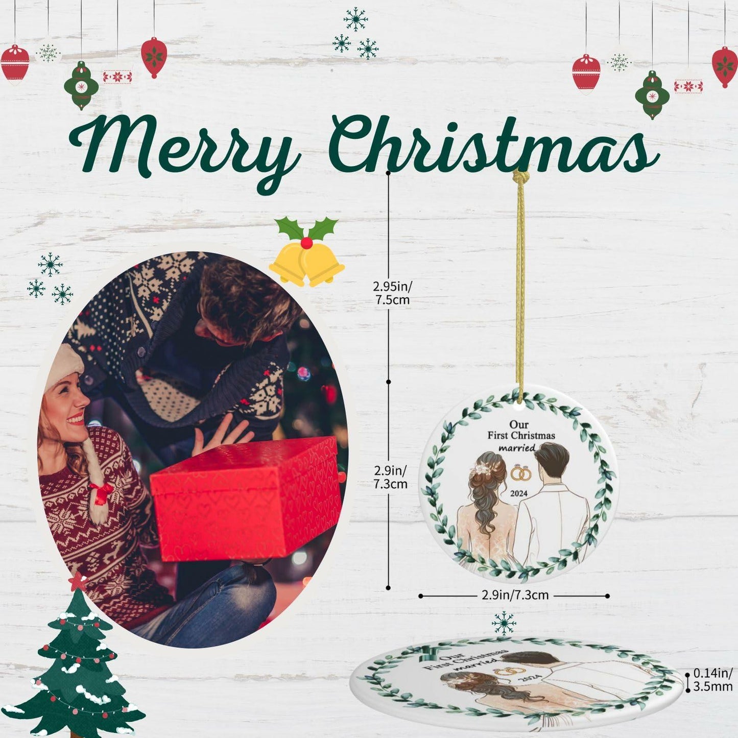 First Christmas Married 2024 Acrylic Ornament - Unique Wedding & Engagement Gift