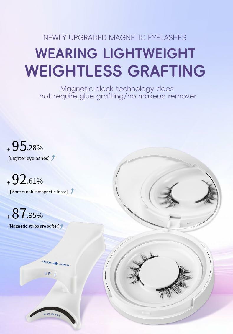 Reusable Magnetic False Eyelashes Kit Dual 3D Natural G15+G22 No Glue