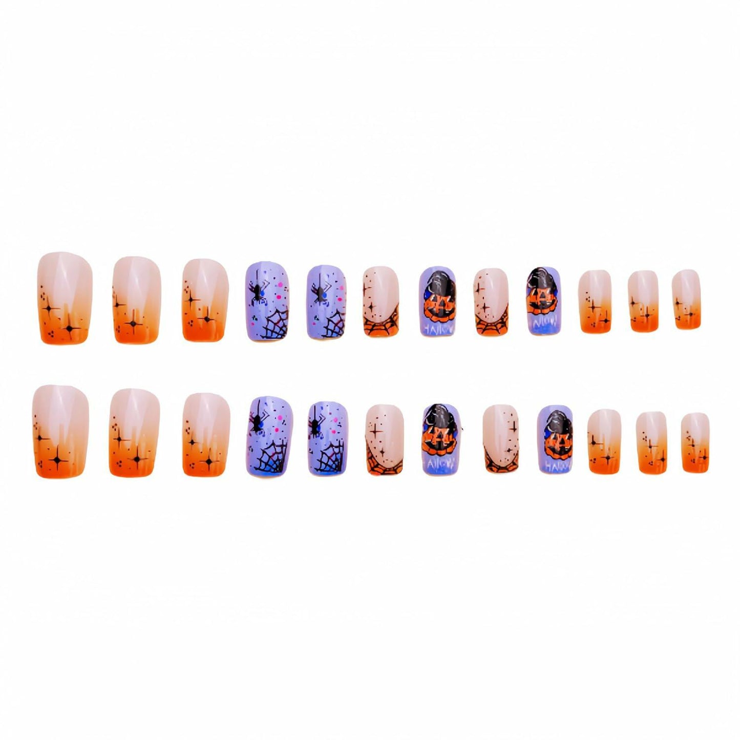 RIICFDD 24 Pcs Medium Square French Tip Press On Nails Acrylic Glossy Set