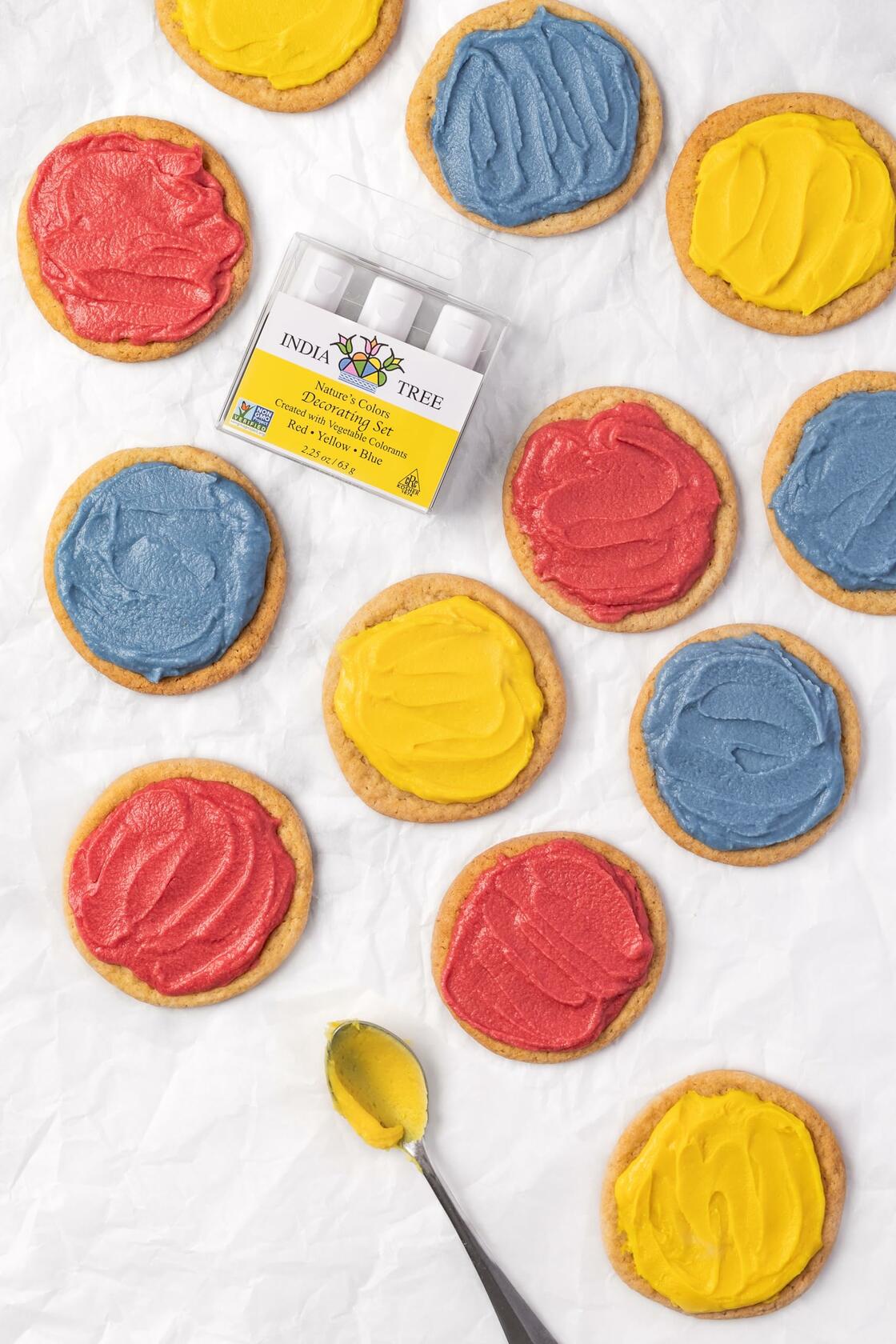 India Tree Natural Food Coloring Set 3 Colors Red Yellow Blue 1.265oz