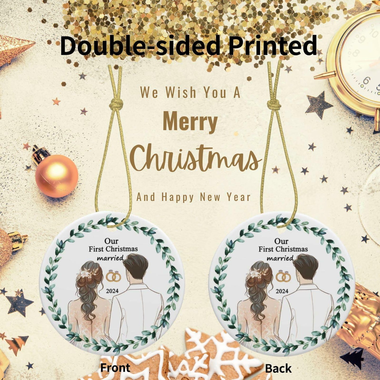 First Christmas Married 2024 Acrylic Ornament - Unique Wedding & Engagement Gift