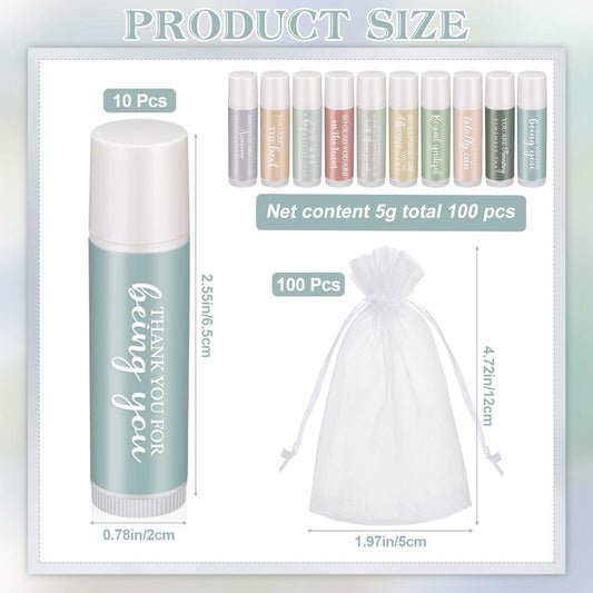 Dansib Lip Balm 100 Sets Bulk Employee Appreciation Gifts Moisturizing