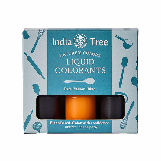 India Tree Natural Food Coloring Set 3 Colors Red Yellow Blue 1.265oz