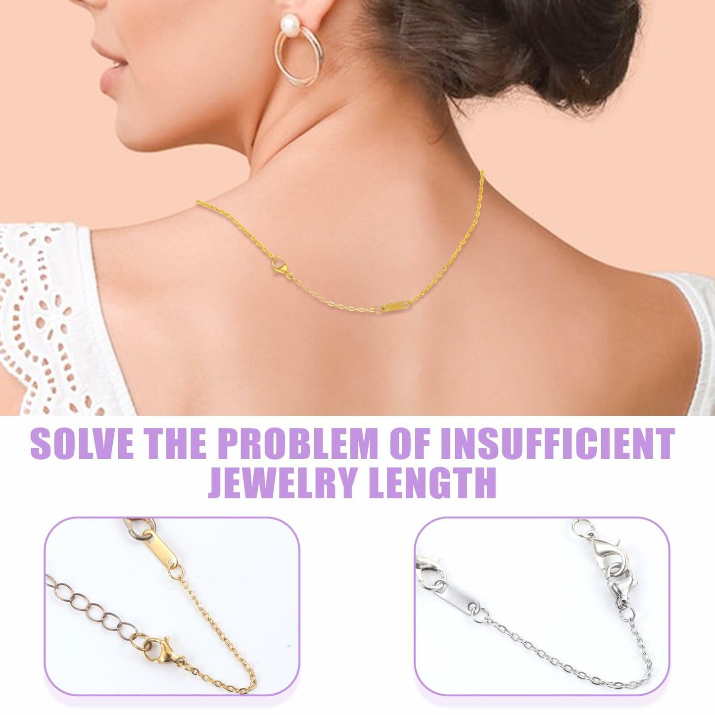 Dimeho 9 Pc Necklace Extender Set Silver Gold Lobster Clasp 2-6 Inch