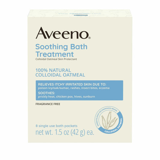 Aveeno Soothing Bath Treatment 8 ct Fragrance Free Natural Colloidal Oatmeal