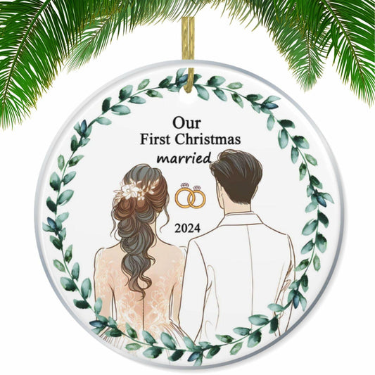 First Christmas Married 2024 Acrylic Ornament - Unique Wedding & Engagement Gift
