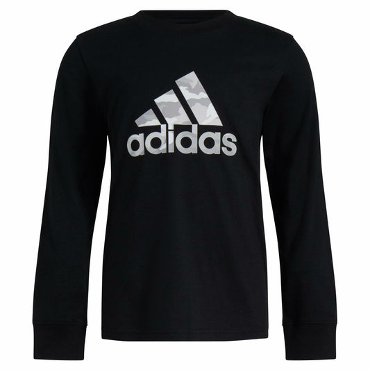 adidas France Camo Logo LS Tee Kids Black Size 5