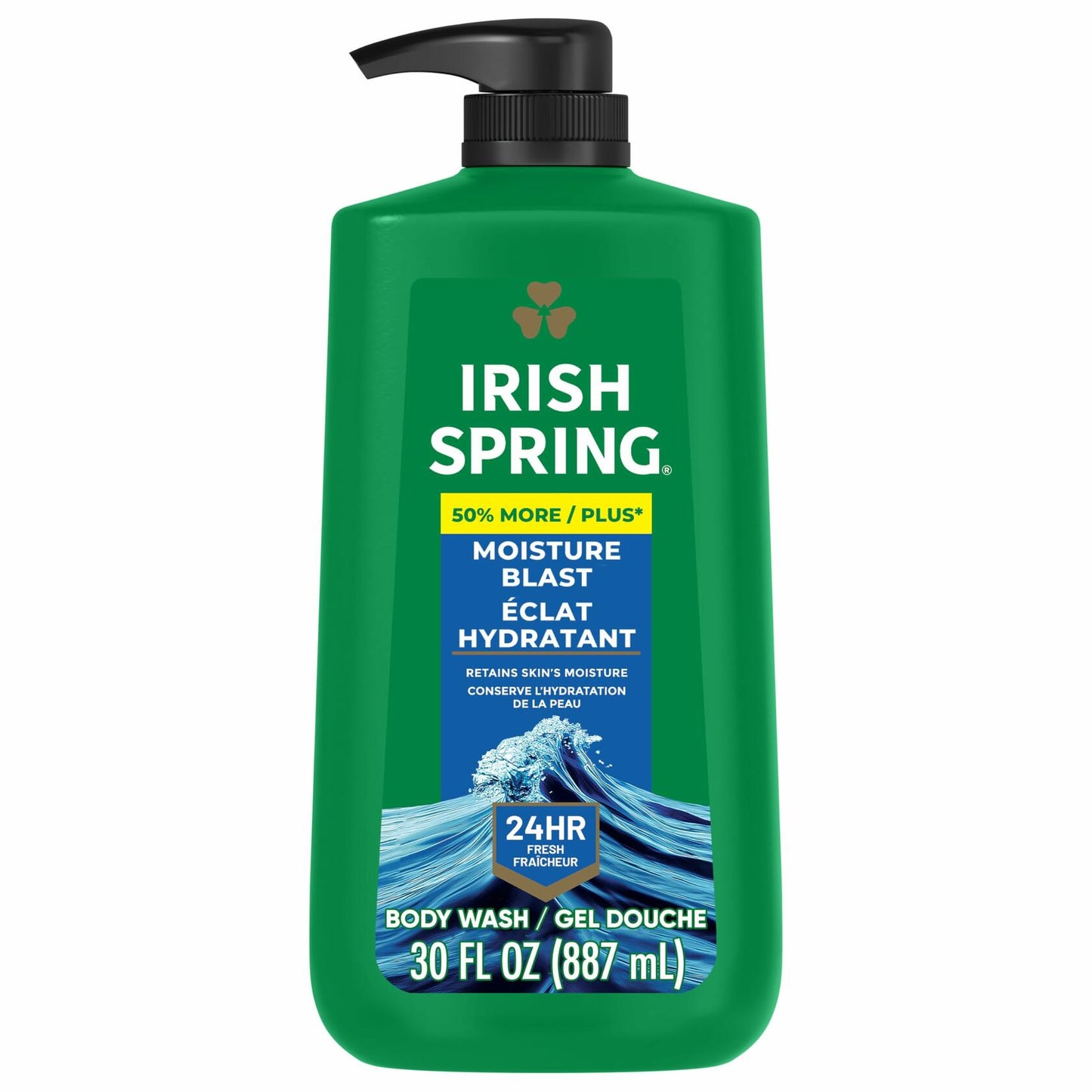 Irish Spring Men's Body Wash Moisture Blast for Men, Feel Fresh 30oz Pump
