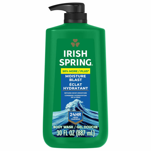 Irish Spring Men's Body Wash Moisture Blast for Men, Feel Fresh 30oz Pump