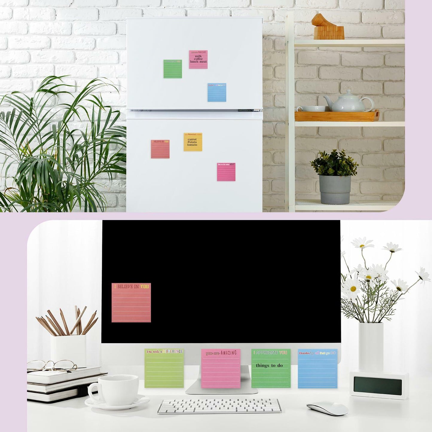 Dimeho 600pcs 3x3in Inspirational Sticky Notes Motivational Notepads