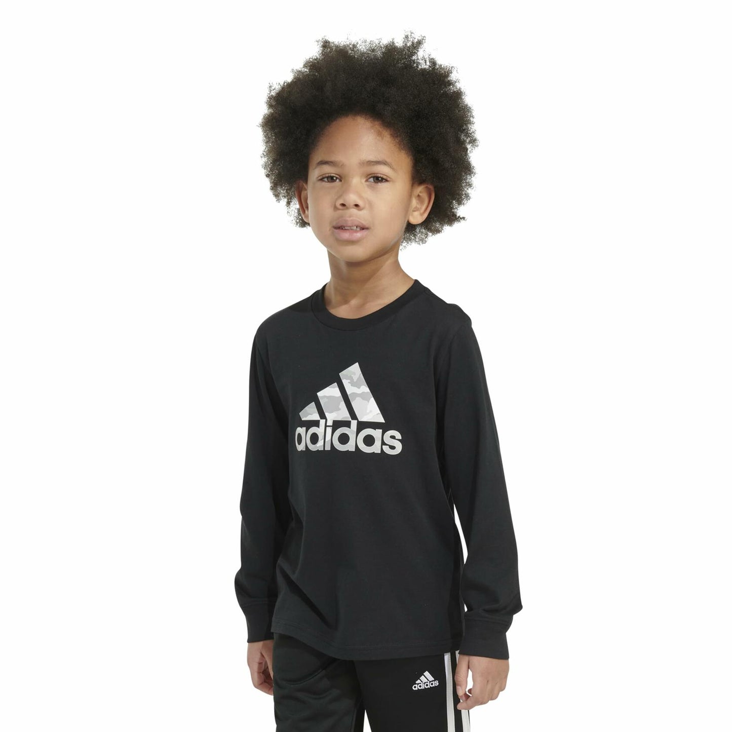 adidas France Camo Logo LS Tee Kids Black Size 5
