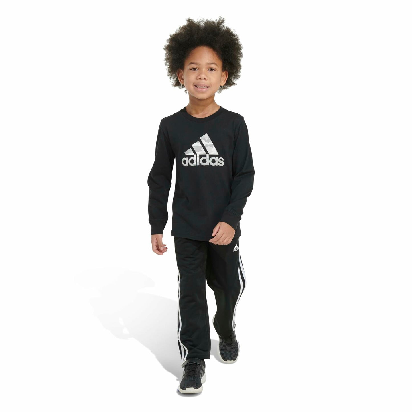 adidas France Camo Logo LS Tee Kids Black Size 5