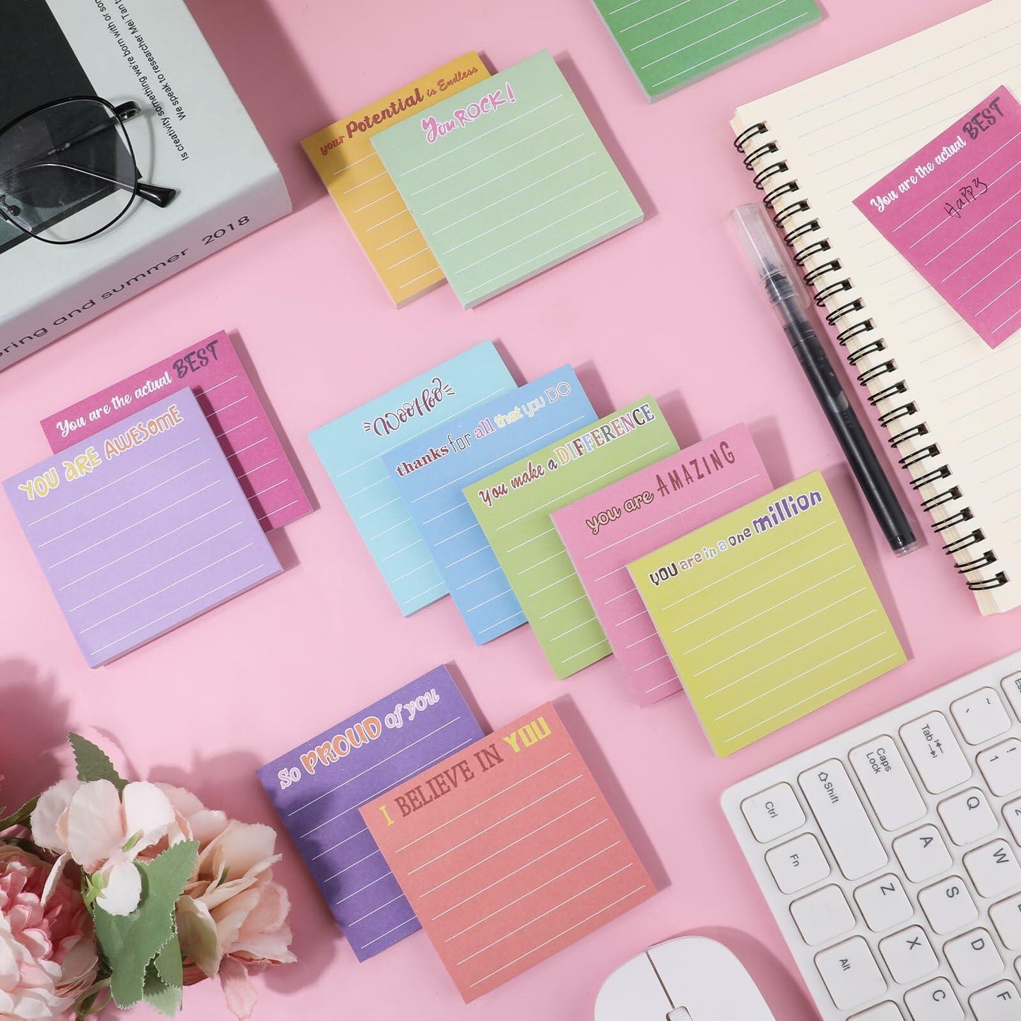 Dimeho 600pcs 3x3in Inspirational Sticky Notes Motivational Notepads
