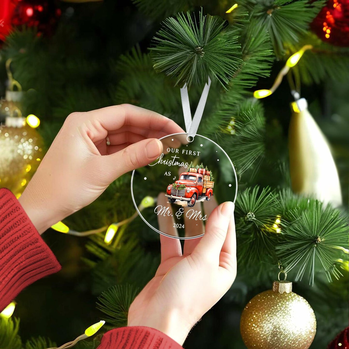 Mr & Mrs Gifts First Married Christmas Ornament 2024 Wedding Gift