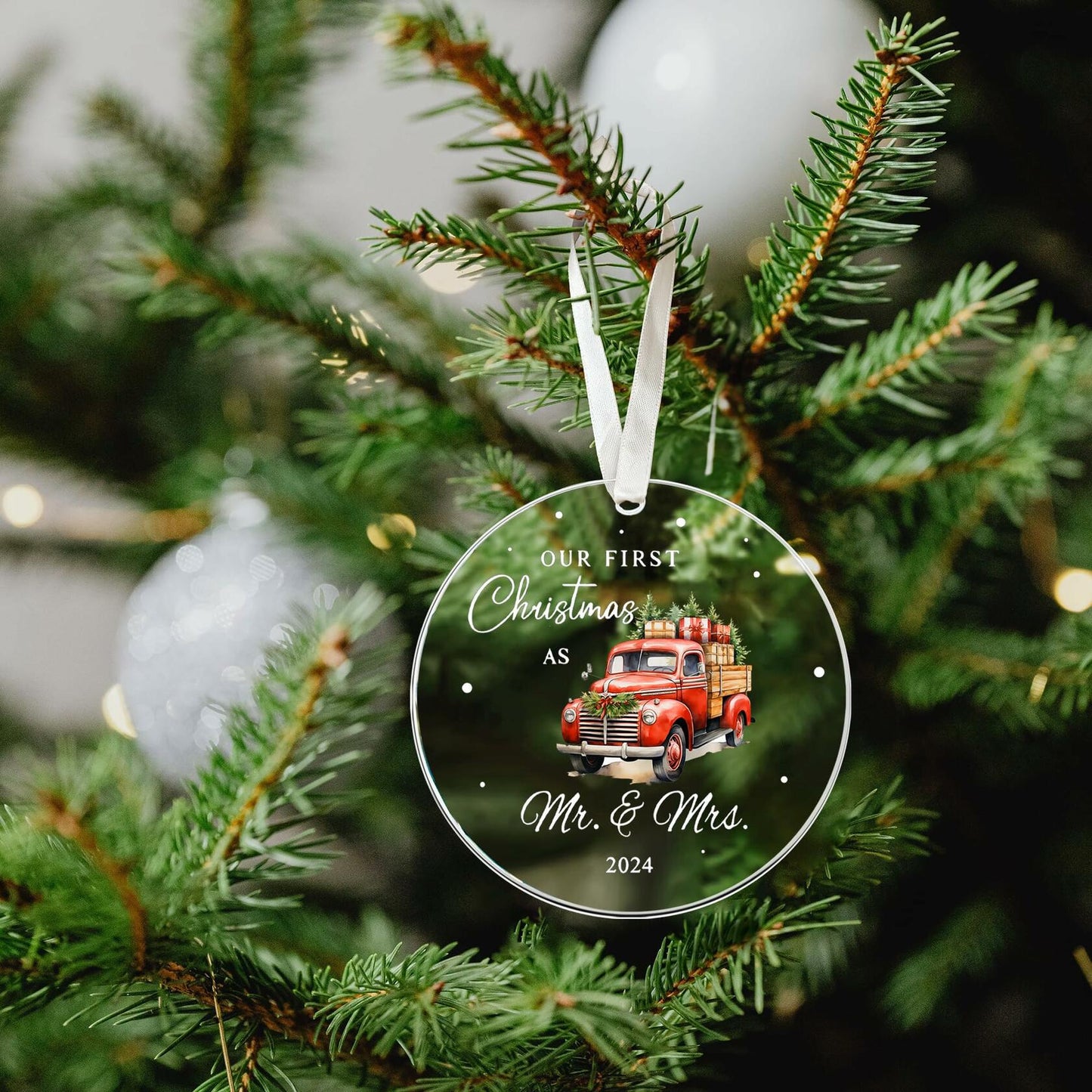 Mr & Mrs Gifts First Married Christmas Ornament 2024 Wedding Gift