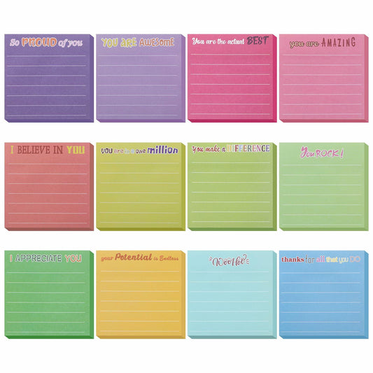 Dimeho 600pcs 3x3in Inspirational Sticky Notes Motivational Notepads