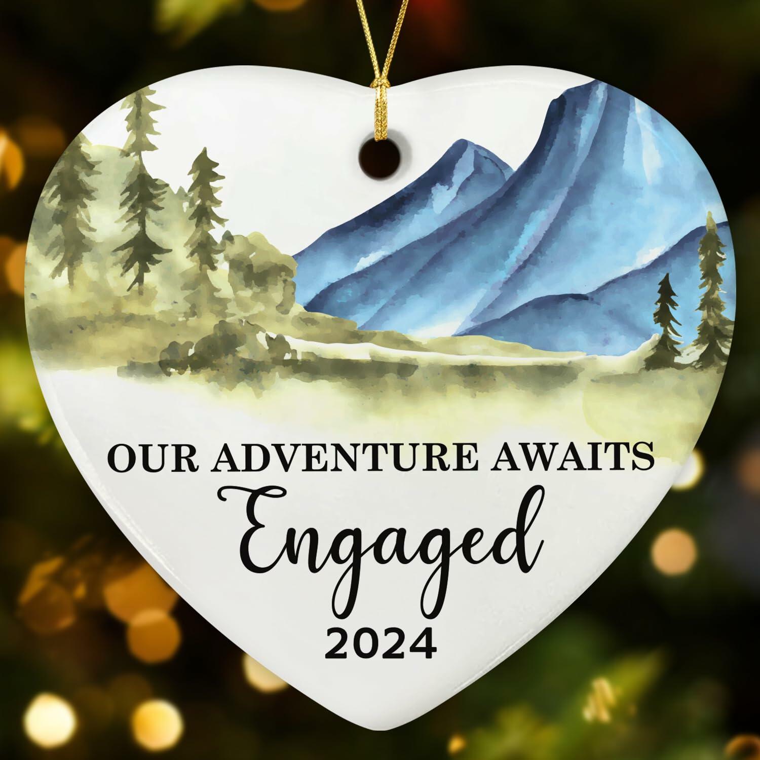 NewEleven Ceramic Christmas Ornament Engagement Gift for Couples 2024