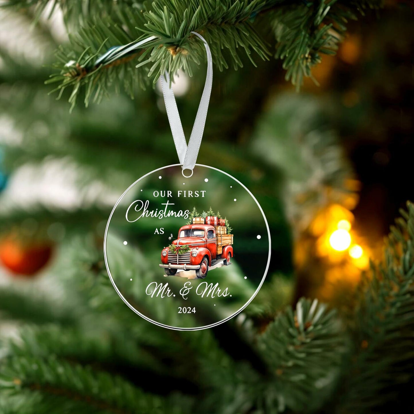 Mr & Mrs Gifts First Married Christmas Ornament 2024 Wedding Gift