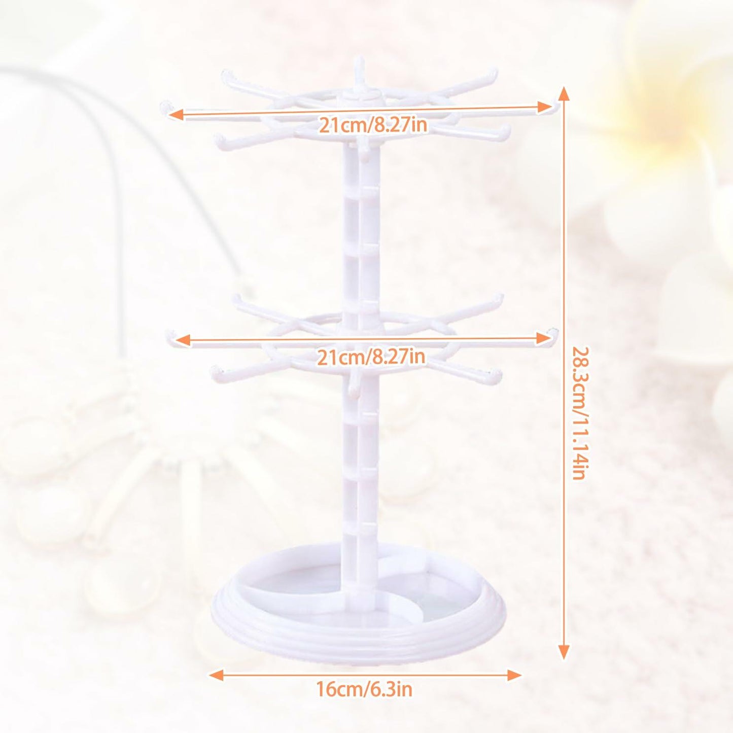 Ysmooiuy 11JJ1 White Rotating Necklace Holder Organizer Jewelry Stand