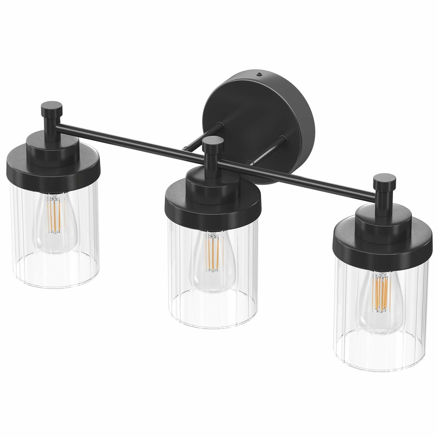 VONLUCE 3-Light Vanity Light Black Glass Shades Bathroom Fixture Over Mirror