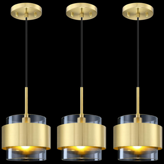 Dolaimy 3 Pack 6.5" Brushed Bronze Pendant Lights Modern Farmhouse Metal Shade