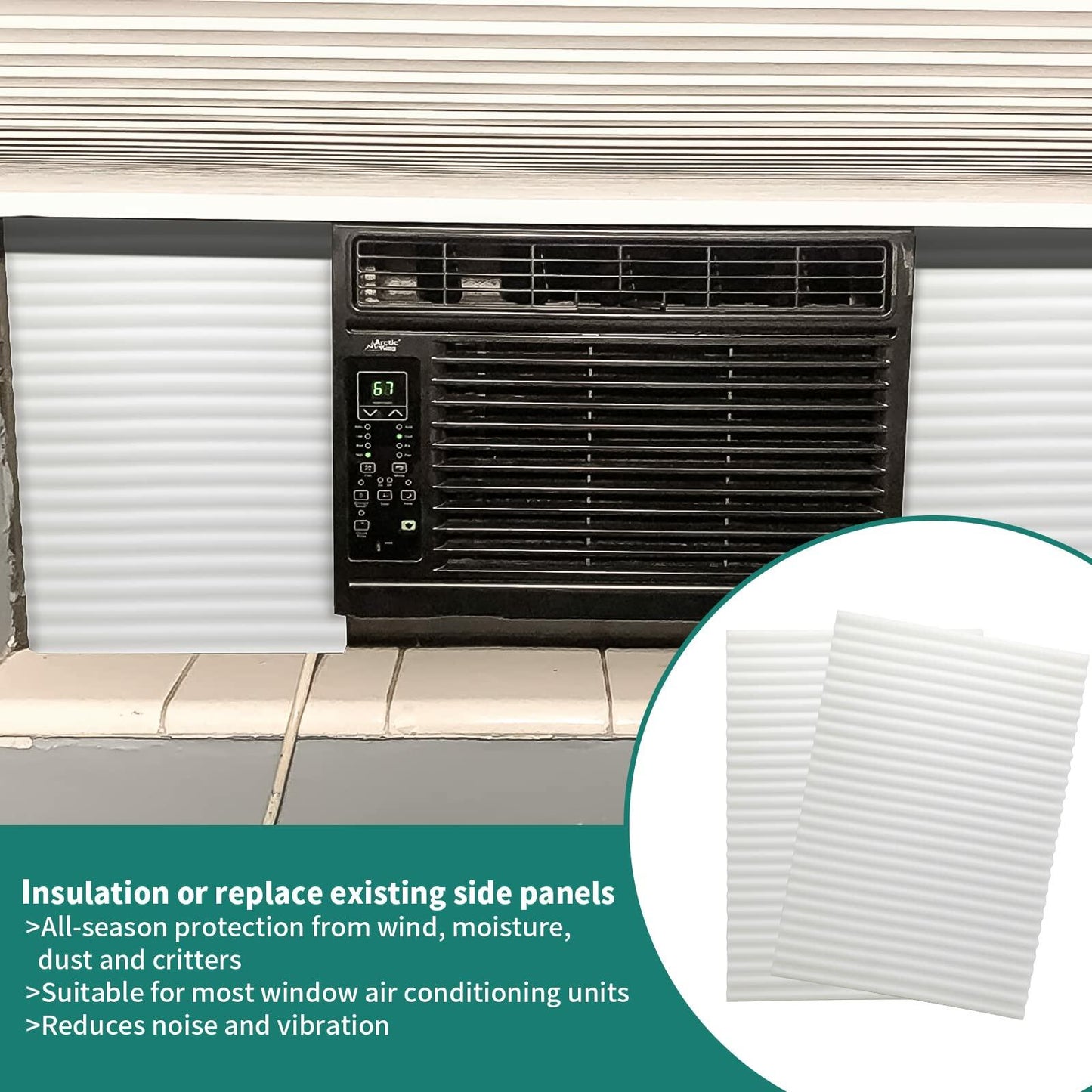 SZKXMJ Window AC Foam Panel 2-Piece Set White Insulated Draft Heat