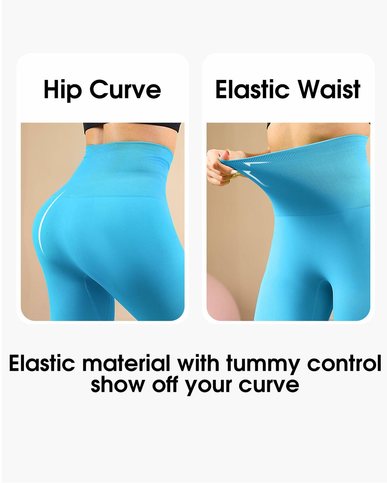 Homma High Waist Tummy Control Workout Compression Yoga Pants L Ocean Blue