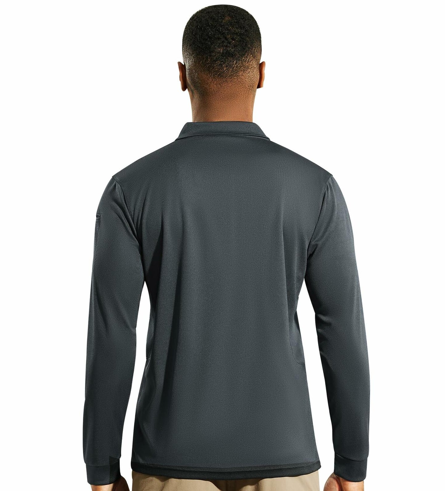 Haimont Men's Long Sleeve Work Polo Shirt Dark Grey Polyester Size L