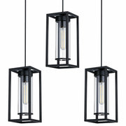 RAINLIGHTING 3 Pack Pendant Ceiling Light 6" Grey Glass Black Finish Indoor