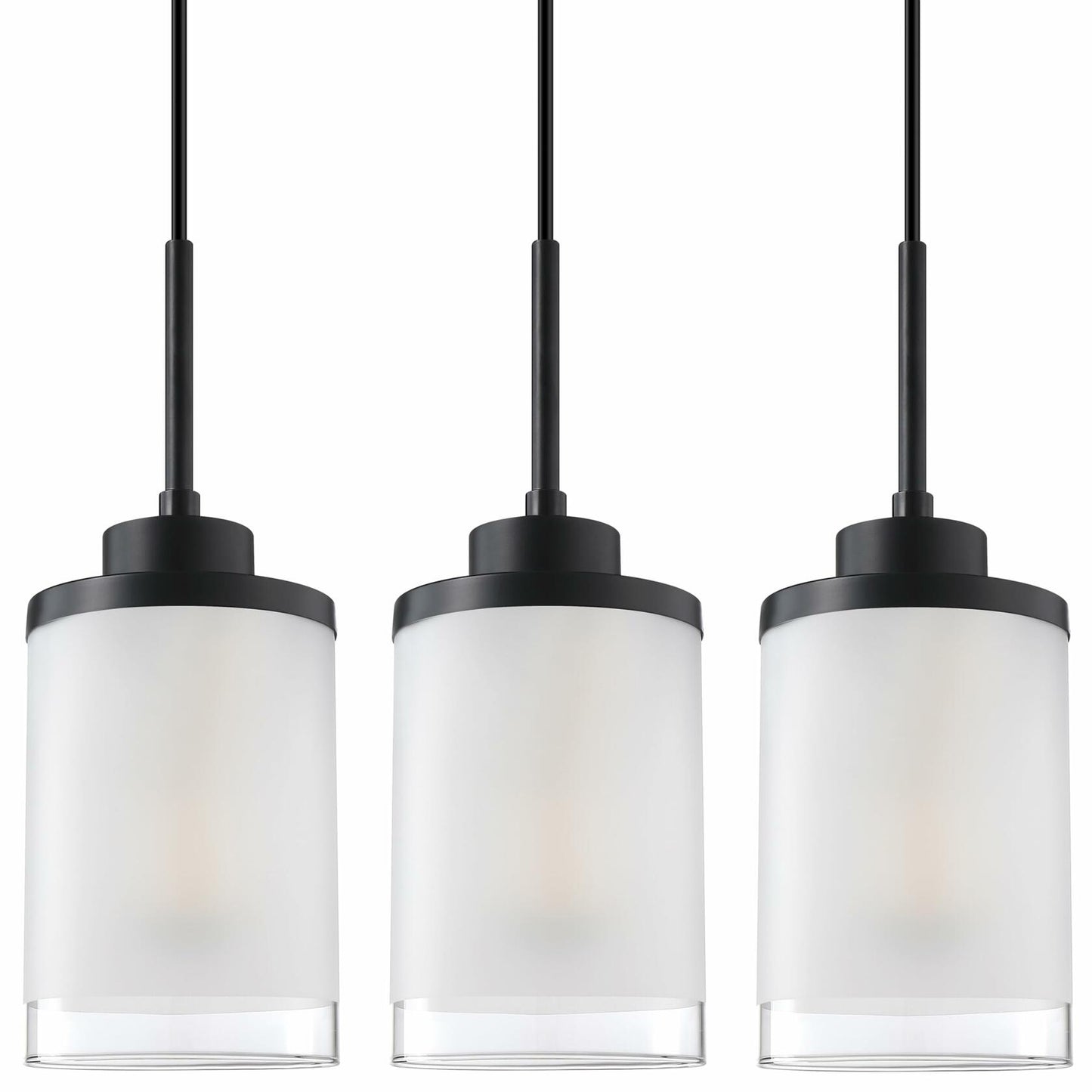 Doraimy 3-Pack 3.9" Grey Glass Pendant Lights Black Finish Modern Farmhouse