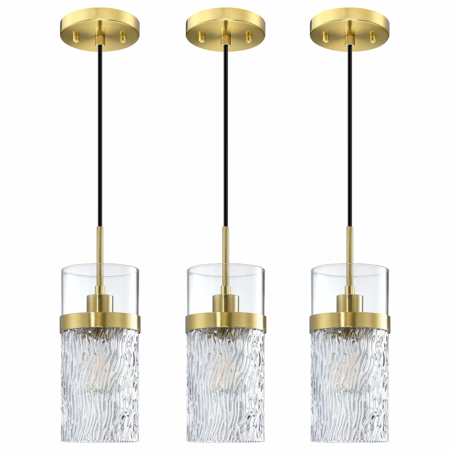 SEENMING HOUSE 3 Pack Kitchen Island Pendant Light Clear Glass Bronze Finish