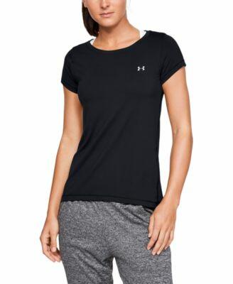 Under Armour HeatGear Athletic Fit Shirt Women Black Metallic Silver Size XS