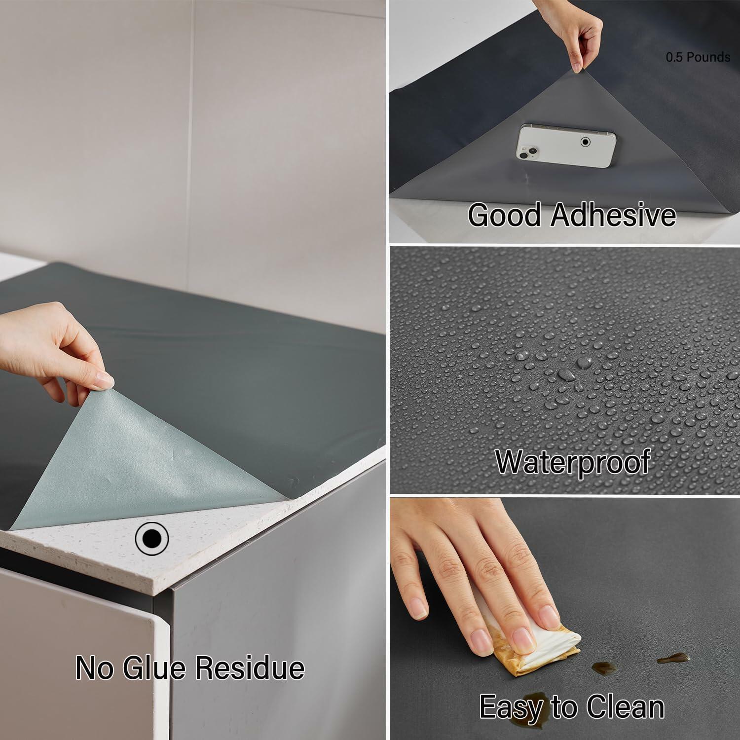 LONGYONG Black Peel and Stick Wallpaper 17.7x197in Waterproof Removable