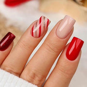 RIICFDD 24 Pcs White Snowflake Acrylic Press On Nails Full Cover Short Coffin