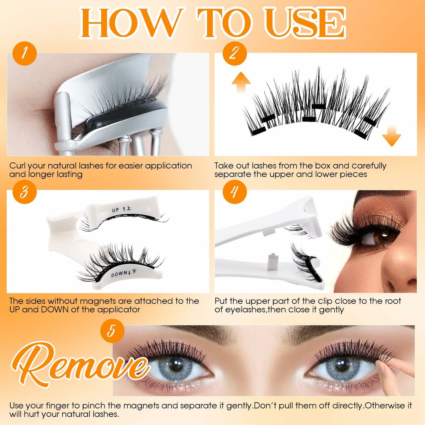 GEMERRY Magnetic Eyelashes Kit Reusable Magnetic Eyelashes with Applicator