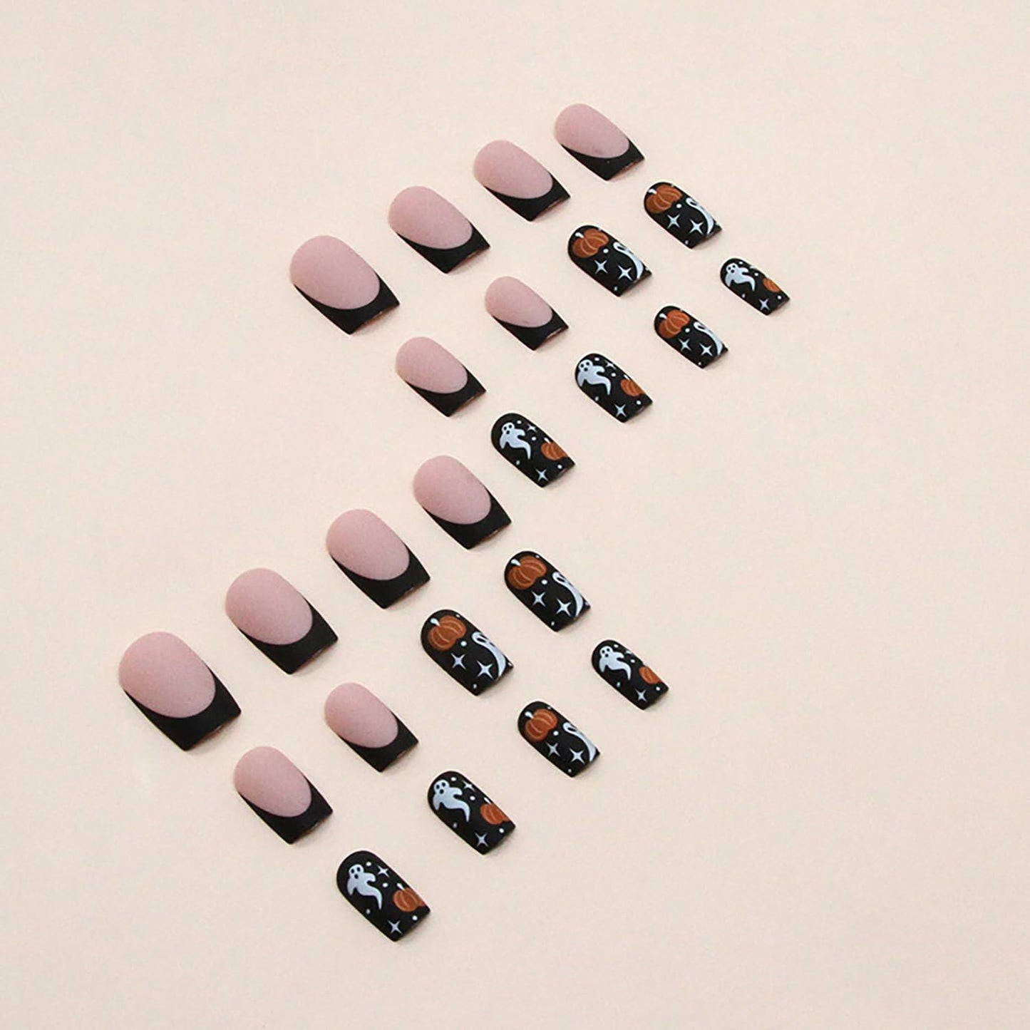 RIICFDD Halloween Press On Nails 24 Pcs Short Square Colorful Skull Design