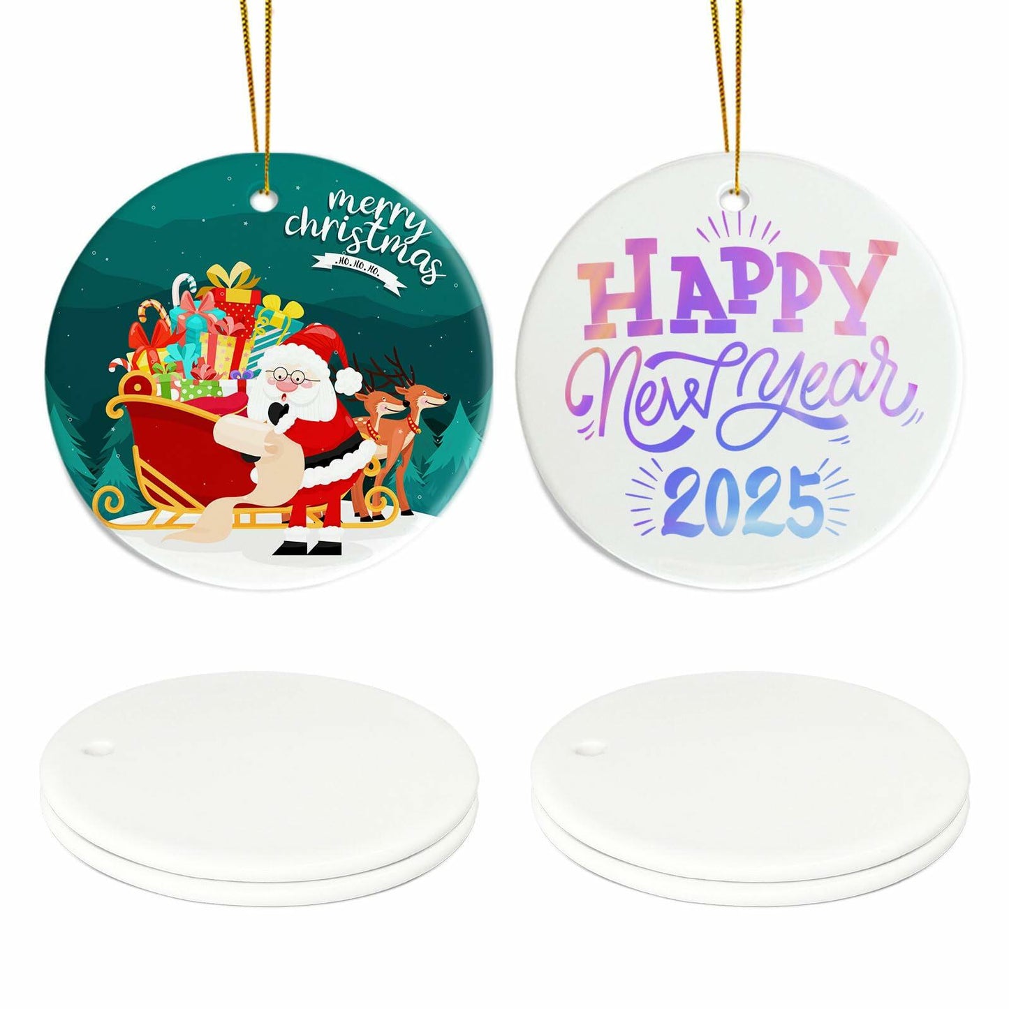 Ceramic Sublimation Ornaments Round 4pcs Bulk Heat Press Blanks Porcelain