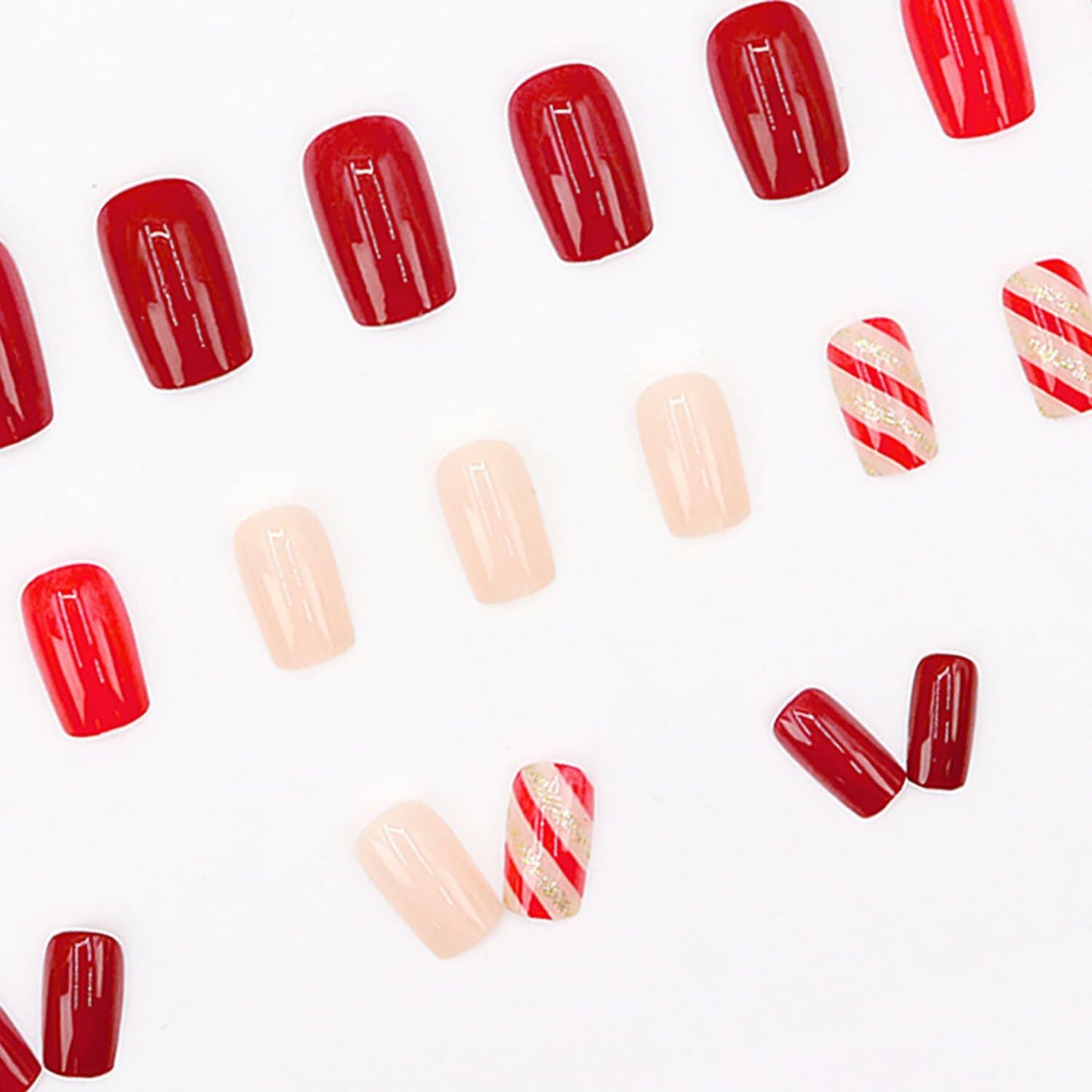 RIICFDD 24 Pcs White Snowflake Acrylic Press On Nails Full Cover Short Coffin