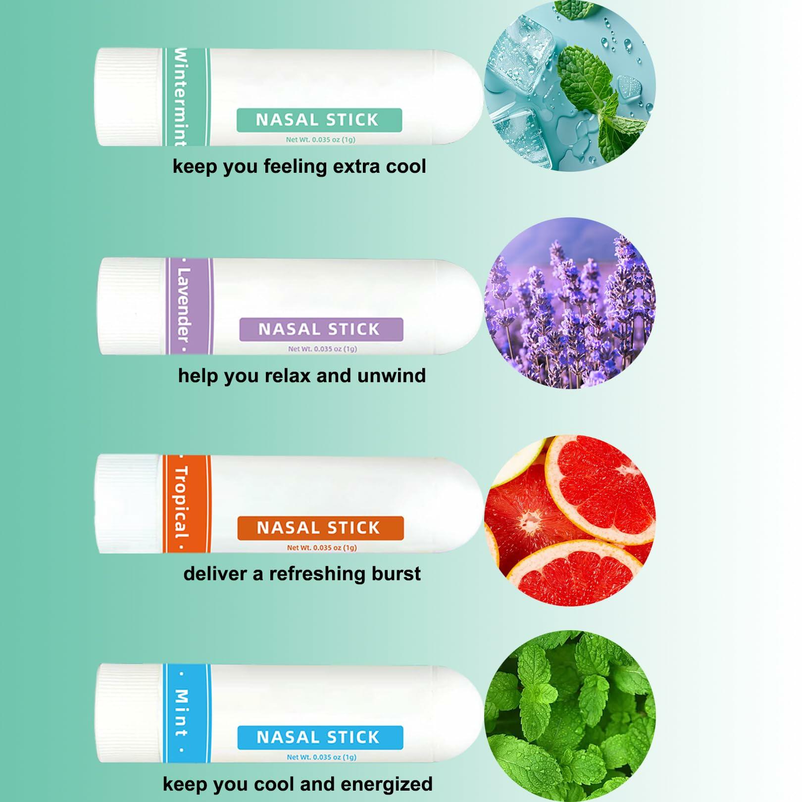 BestBy09/29 CHOVEMOAR Nasal Stick Inhaler Set of 4 Natural Mint Energy Boost