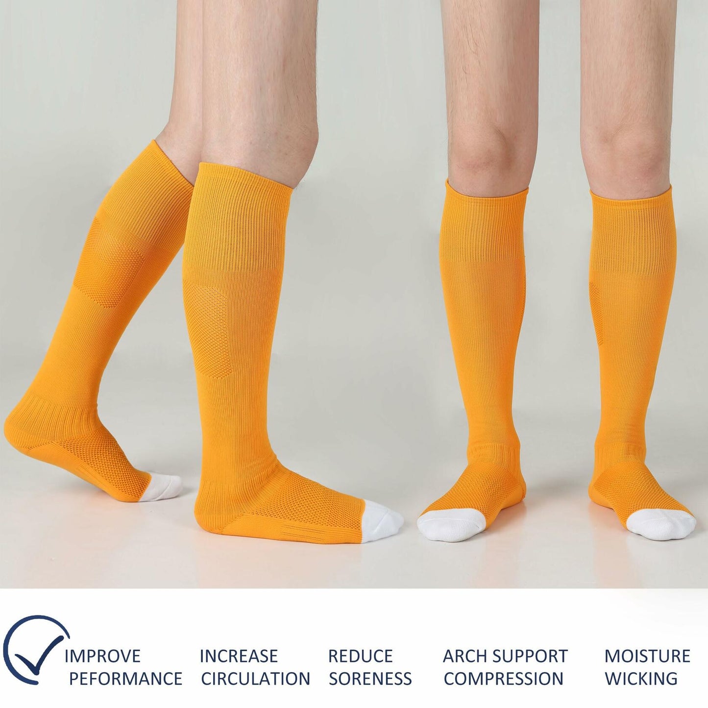 Sunew Boys Sports Socks Small 3 Pairs Knee High Moisture Wicking Athletic
