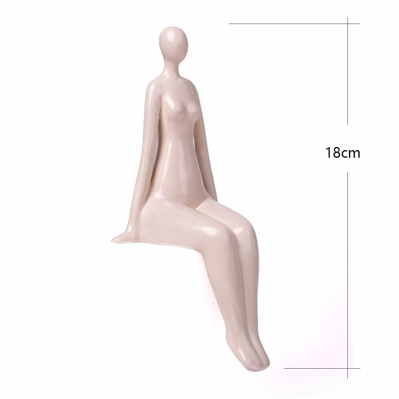 NENBOLEC Woman Statue Figurine White Ceramic 7.1 inch Modern Decor Yoga Gift