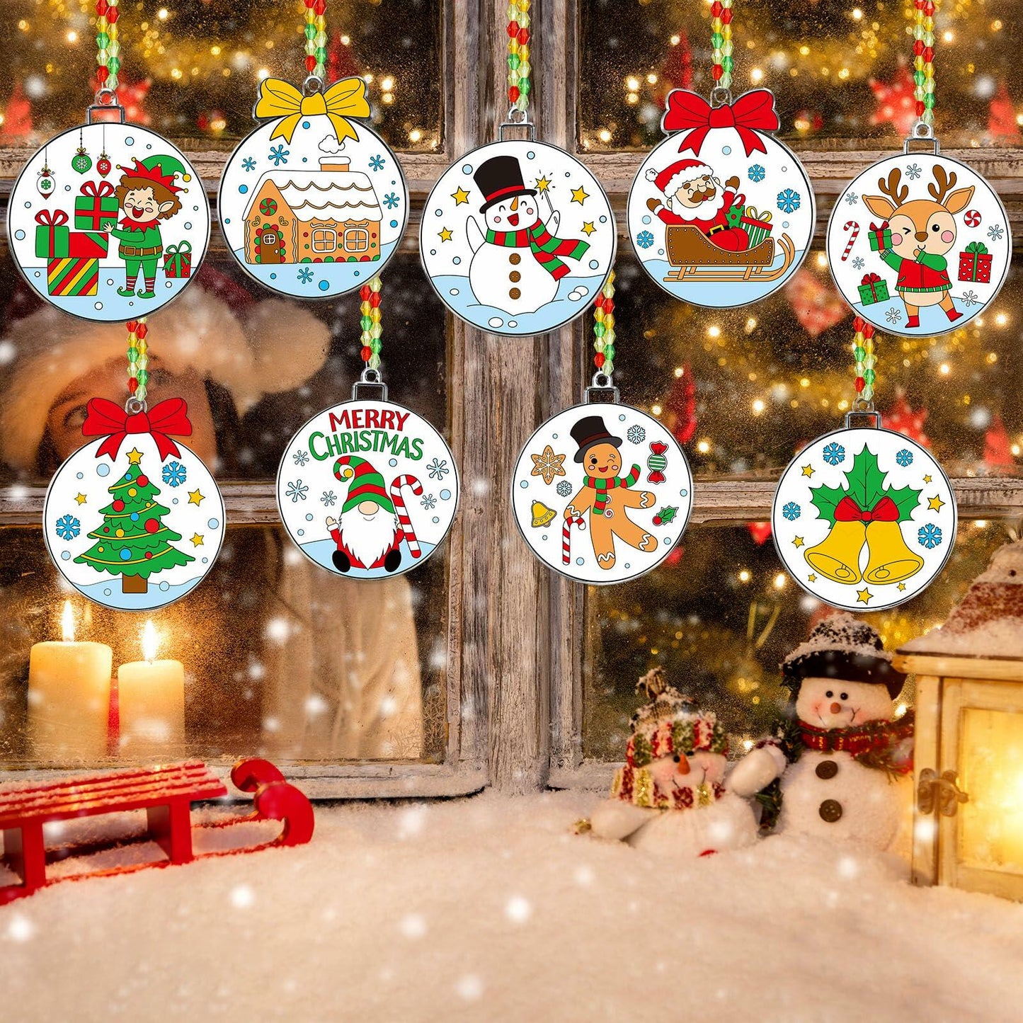 Capoda 36 Sets Christmas Suncatchers Ornaments DIY Art Elegant Decorations